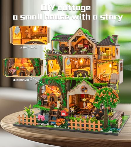 Spilay DIY Miniature House Kit for Adults, Miniature Dollhouse Kit - color: Fairy Tale Forest