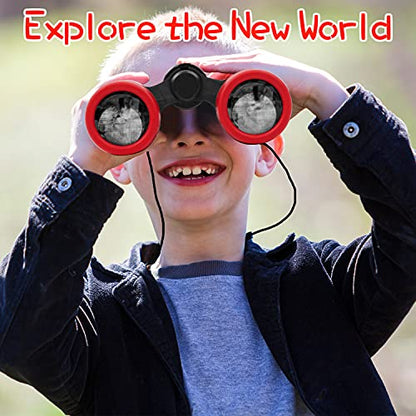 Scotamalone Kids Binoculars Shock Proof Toy Binoculars Set for Age 3-12 Years Old Boys Girls Bird Watching Educational Learning Hunting Hiking Birthday Presents - color: red, size: one pc