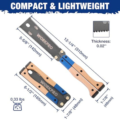 WORKPRO 6'' Folding Japanese Hand Saw, Double-Edged Pull Saw with 11&17 TPI - size: 6'' - Foldable