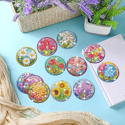 Zonon 12 Pcs Diamond Art Magnets for Refrigerator, Floral Diamond Painting - color: Boho, style: Flower