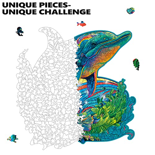Mys Aurora Wooden Puzzles, Dolphin Jigsaw Puzzles 500 Pieces - color: Dolphin, size: 500 Pieces