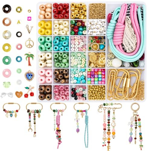 Kasmena 900+ Pcs DIY Bag Charm & Keychain Making Kit with Beads and Charms - size: 900+ PCS