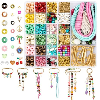 Kasmena 900+ Pcs DIY Bag Charm & Keychain Making Kit with Beads and Charms - size: 900+ PCS
