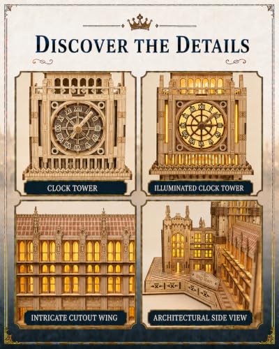 LED 3D Wooden Puzzle for Adults,BigBen London Clock Tower Model Kit,Gift