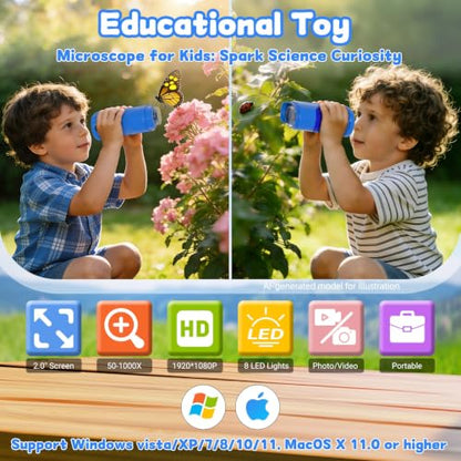 1000X Handheld Digital Microscope for Kids, STEM Educational Toy - color: Blue