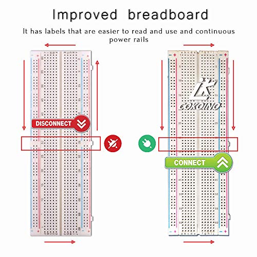 for Raspberry Pi GPIO Breakout, T-Type GPIO Expansion Board+830 Points Solderless Breadboard+65pcs Jumper Cables+40pin Rainbow Ribbon Cable