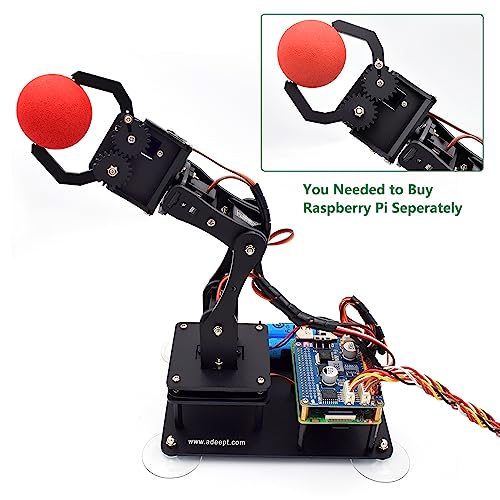 Adeept 5-DOF Robotic Arm, Programmable STEM Coding DIY Kit for Raspberry Pi - color: Black