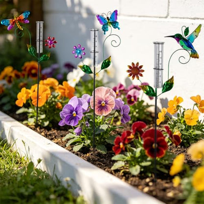 3 Pcs Rain Gauge Outdoor, 6 Inch Tube Rain Gauges - color: 3 Pcs-Hummingbird