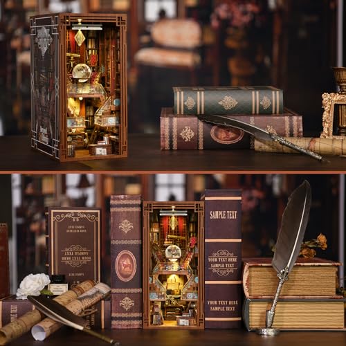 MiniCity Beyond Library Book Nook Kit, DIY Wooden Bookshelf Model with LED - color: Beyond Library