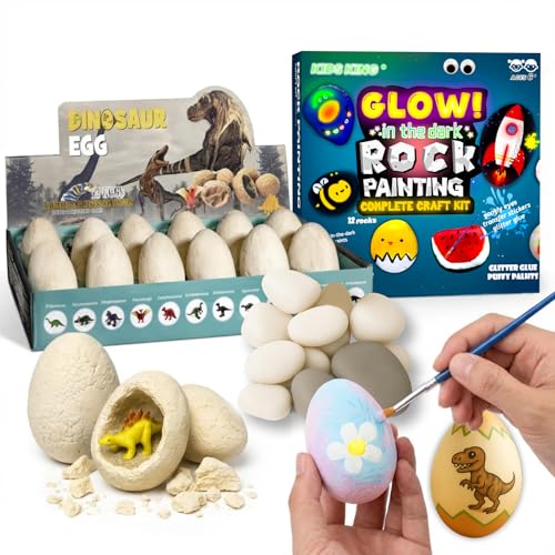 Dinosaur Eggs Excavation Dig Kit & Rock Painting Kit - Easter Eggs Styles