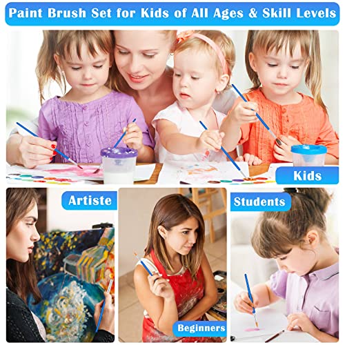 50Pcs Round Paint Brushes Bulk, Anezus Small Paint Brushes Classroom Brushes Set for Kids Model Canvas Painting Face Acrylic Watercolor Oil and Crafts - style: round