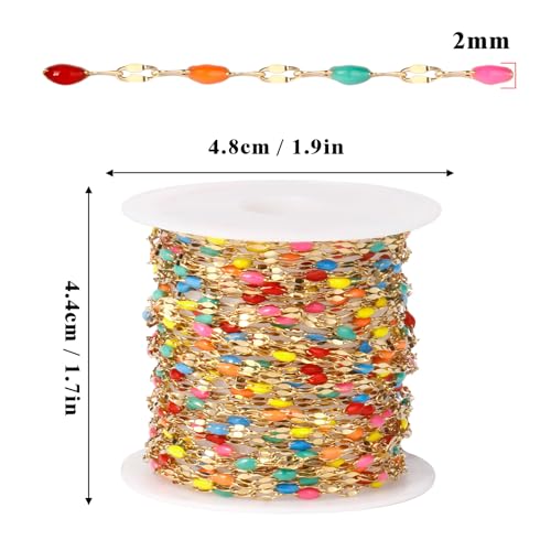 16.5FT Stainless Steel Enamel Chain 2MM Gold Lip Chain for Jewelry Making - color: gold(colorful)