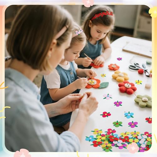 Naler 120pcs Three-Petals Felt Flowers for Crafts, 1.3x1.1 Fabric Flowers