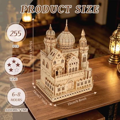 3D Wooden Puzzles for Adults, DIY Dreamy Castle Model Kit with Spark Light