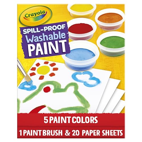 Crayola Spill Proof-Paint Set - Washable Paint for Kids, Includes Paint Brush & Paper, No Drip, Less Mess Arts & Crafts, Toddler Gift, Ages 3+ (Pack of 2) - size: 1 Count (Pack of 2)