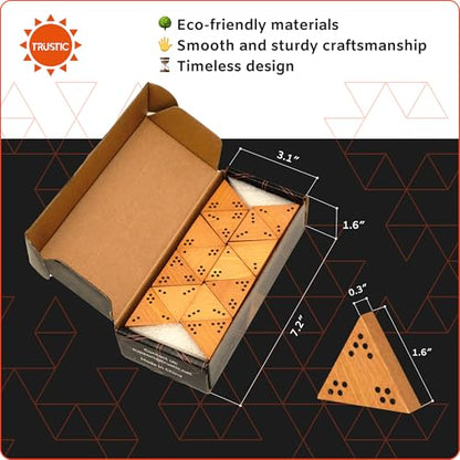 Triominos - Strategy and Puzzle Board Game, Wooden Triangular Tiles, Set 56 Pieces, Tabletop Family Game (Dots)