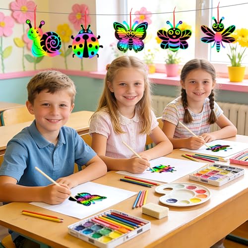 JULMELON 36 Pcs Spring Bugs Scratch Cards for DIY Spring Crafts - style: Spring