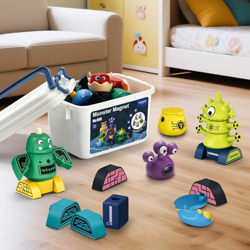 STEM Magnetic Robot Building, Toys for Kids 3 4 5 6 7 8, Transformable Stacking Bots with Storage Box, Creative Learning Christmas and Birthday Gifts for Boys Girls 3-5 4-8 - size: 35 PCS Magnetic Robot