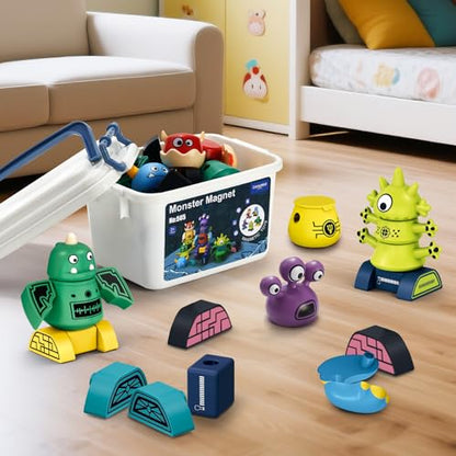 STEM Magnetic Robot Building, Toys for Kids 3 4 5 6 7 8, Transformable Stacking Bots with Storage Box, Creative Learning Christmas and Birthday Gifts for Boys Girls 3-5 4-8 - size: 35 PCS Magnetic Robot