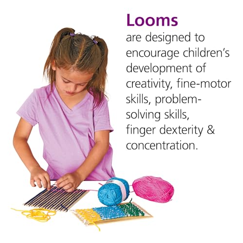 Colorations RLOOM Beginners Wooden Loom, Set of 12, for Kids, Arts & Crafts, Weaving, Craft Activity, Motor Skills, Critical Thinking, Basket, Jewelry, Crochet, Teaching, Educational