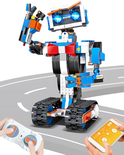 Robot Building Kits for Kids, Stem Toys for Boys Age 8-12, APP & Remote Control Educational Coding Building Sets, Programmable Robot for Kids, Rechargeable Robotic Kit Gifts for Girls Boys - style: Robotic Kit