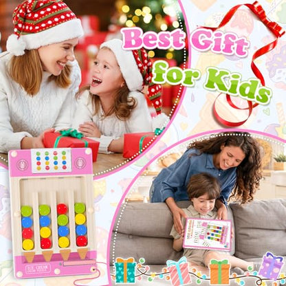 Magnetic Wooden Toys for 3-6 Year Old Girls, Montessori Brain Teasers Game - color: Pink