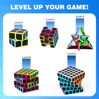 AuntyFey Speed Cube Set 5 Pack Bundle of 2x2, 3x3, 4x4, 5x5,Pyraminx