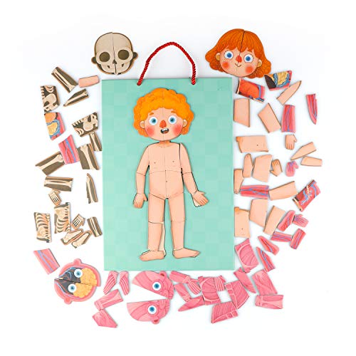 Human Body Puzzle for Kids Toddlers 90PCS Magnetic Boy Girl Anatomy Play Set Body Parts Organs Muscles Skeleton and Bones Wooden Puzzle Toys Aged 3+ Educational Learning Preschool Toys