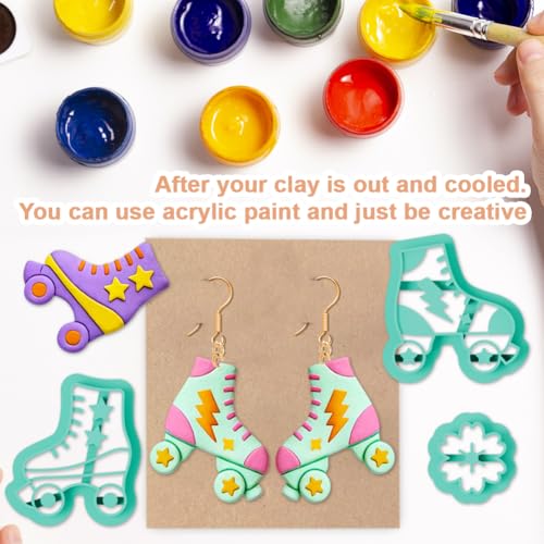 15 Pcs Roller Skate Shoes Shape Polymer Clay Cutters Set Skate Theme Clay Cutters for Earrings Making Jewelry DIY Crafts, Geometric Clay Cutting Tools - style: Roller Skate Shoes Shape