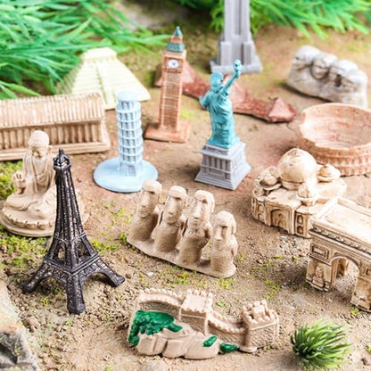 SCAHOW World Famous Building Models for Kids Toddlers 3 4 5 6 7 Years Old, 17pcs Landmark Architecture Toy Figurines,Edcucational Learning Toy Figure for Boys and Girls