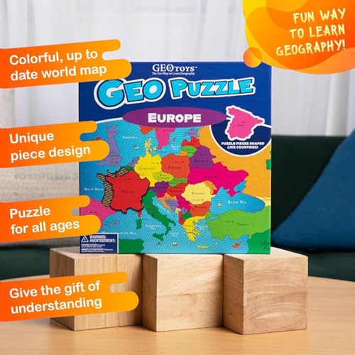 GeoPuzzle Europe Jigsaw Puzzles, 58 Pc Map Puzzle for Kids Ages 6 and Up - color: 1 Set-europe