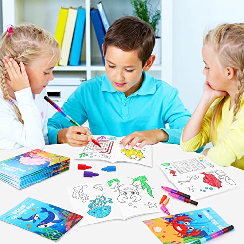 BenLouis 24 Pcs Under the Sea Mini Coloring Books for Kids Party Favors - style: Ocean