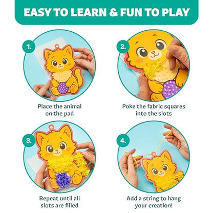 Poke-In Craft Animals, Poke Art for Kids Ages 4-8, Fun Punch Tufting Kit - color: Animals