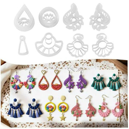 8Pcs Boho Flamingo Hollow Polymer Clay Cutters - color: Retro