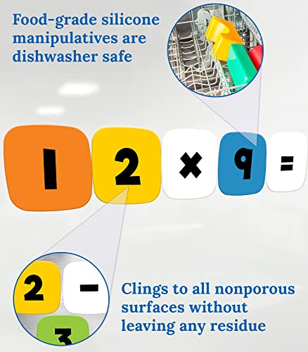 Carson Dellosa 30-Piece Dry Erase Numbers and Operations Edu-Clings Set, 3.5" Silicone 0-9, Addition, Subtraction, Multiplication, Division, and Symbol Math Manipulatives - style: Numbers & Operations