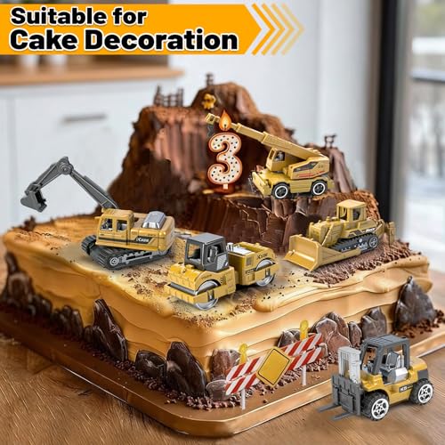 12 Pack Diecast Construction Toys, Mini Alloy Model Toy Cars for Kids 3 4-8 - color: Yellow