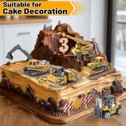 12 Pack Diecast Construction Toys, Mini Alloy Model Toy Cars for Kids 3 4-8 - color: Yellow