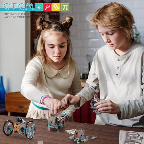 Solar Robot Kit, 14-in-1 STEM Building Toy for Kids DIY Science Robotic Set - color: Gray