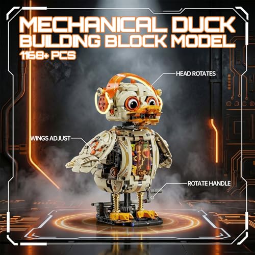 Mechanical Duck Building Block Set Gear-Driven Animal Model with Rotating Head Moving Wings and Motor Drive Module Mechanism Creative Gift for and Adults Birthday Idea 1168 PCS ﻿ - color: Mechanical Duck With Motor