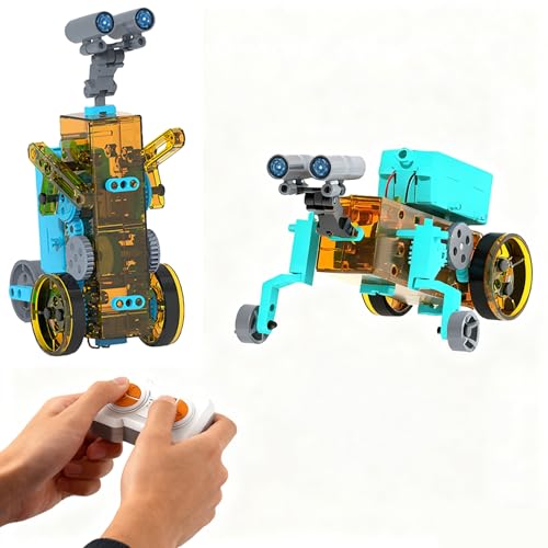 STEM 31-in-1 Educational Solar Remote Control Toy, Suitable for Boys Aged 8-14, Science Experiment Building Block Robot Toy, with Dual-Mode Switching Between Solar Power and Remote Control