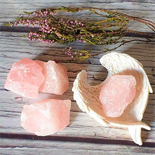 Zenkeeper 1Lb Natural Raw Rose Crystal Large Rose Quartz Stone Rough Gemstones Fountain Bulk Rocks for Tumbling, Cabbing, Polishing, Wire Wrapping, Wicca & Reiki Crystal Healing - color: Rose Crystal