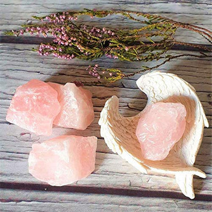Zenkeeper 1Lb Natural Raw Rose Crystal Large Rose Quartz Stone Rough Gemstones Fountain Bulk Rocks for Tumbling, Cabbing, Polishing, Wire Wrapping, Wicca & Reiki Crystal Healing - color: Rose Crystal