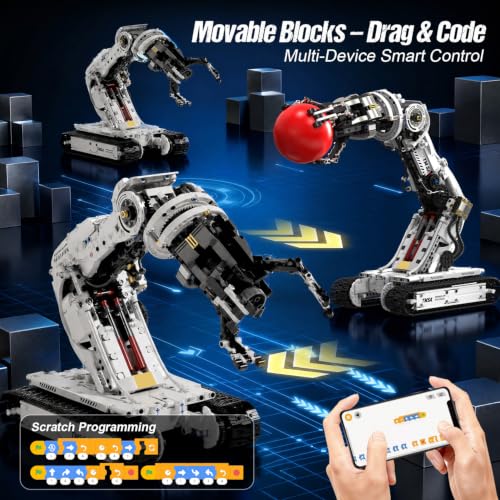 Gohero Tracked Robot Arm Kit 1468PCS,Remote APP Control for Ages 8-14