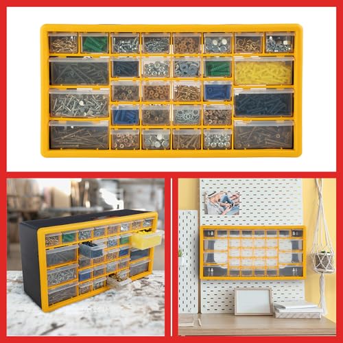 Stalwart 30-Drawer Plastic Small Parts Organizer, Yellow
