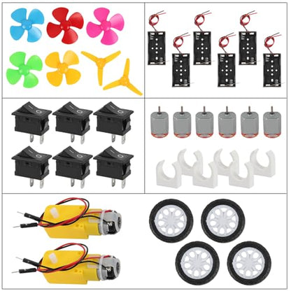 DC Motors Kit DIY Science Projects DC Motor Kit 3V-12V 25000RPM Mini Electric Hobby Motors with Plastic Gears, Battery Holder, Boat Rocker Switch, Shaft Propeller - color: B kit