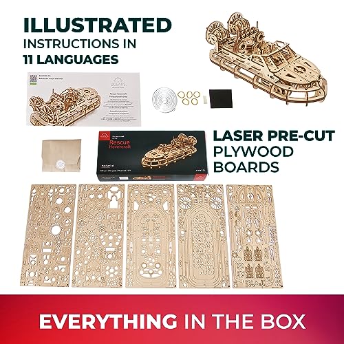 UGEARS Bundles 3D Puzzles - Tracked Off-Road Vehicle and Rescue Hovercraft,3D Puzzle Wooden 3-D Puzzles for Adults Model kit DIY Mechanical Puzzles
