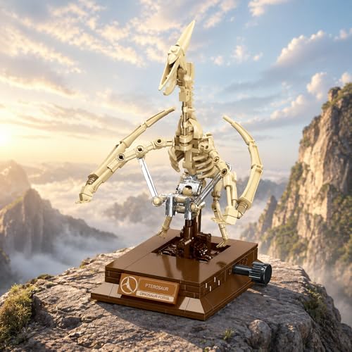 DRZYJ Pterosaur Dinosaur Fossil Building Set, 188Pcs Movable Pteranodon Skeleton Model Kit with Museum Display Stand, Educational Flying Dinosaur Toy for Kids 8+, Ideal Gift for Dinosaur Fans - style: Pterosaur