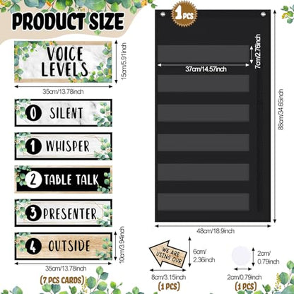 Funrous Eucalyptus Voice Level Classroom Pocket Voice Chart Classroom Decor - style: Eucalyptus