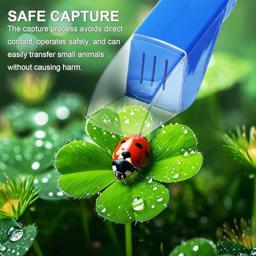 2Pcs Small Animals Catcher Quick Release Humane Catching Tool Clear Contactless Observer Kids Adults Nature Exploration Container to Capture Butterflies, Bees, Spiders, etc (Yellow+Blue) - color: Yellow+blue