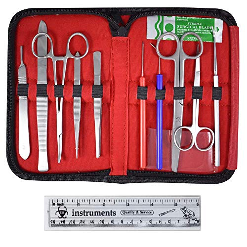 Gross-Anatomy Dissection Kit for Med-Students, 21Pcs in Fine Zipper Case Stainless Steel Dissecting Instruments Easy to Carry